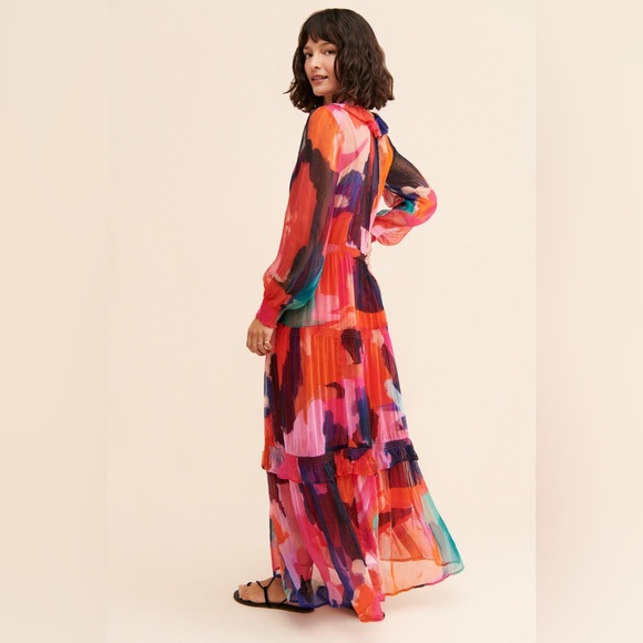 Anthropologie long sleeve floral dress Marais Printed Tiered Maxi - Picture 2 of 9